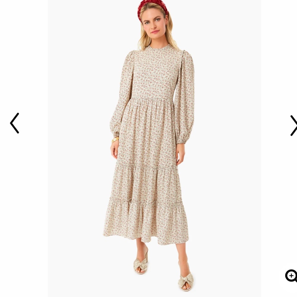 Hyacinth House cream floral midi dress - L